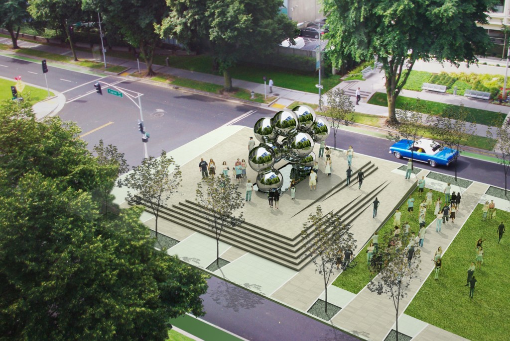 Sculpture installation visualization for NEA OUR TOWN Grant application // Rendering by Dreyfuss + Blackford Architecture