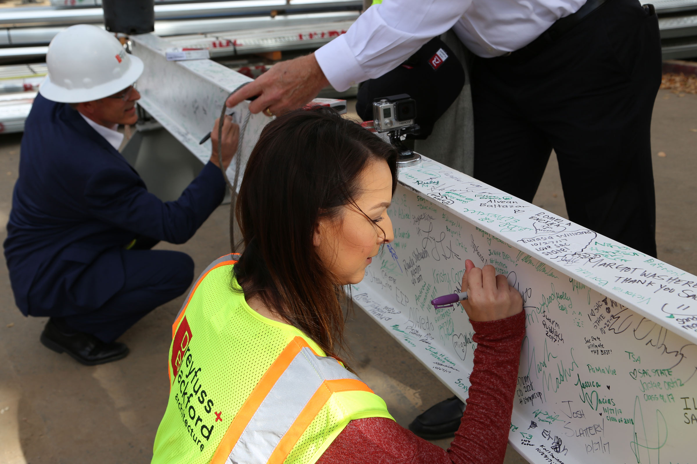 Final signatures for the topping out beam.