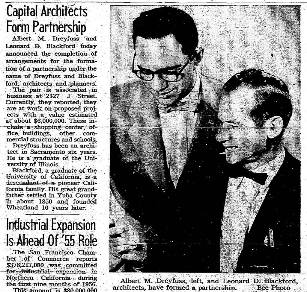 Capital Architects Form Partnership, The Sacramento Bee, December 15, 1965.