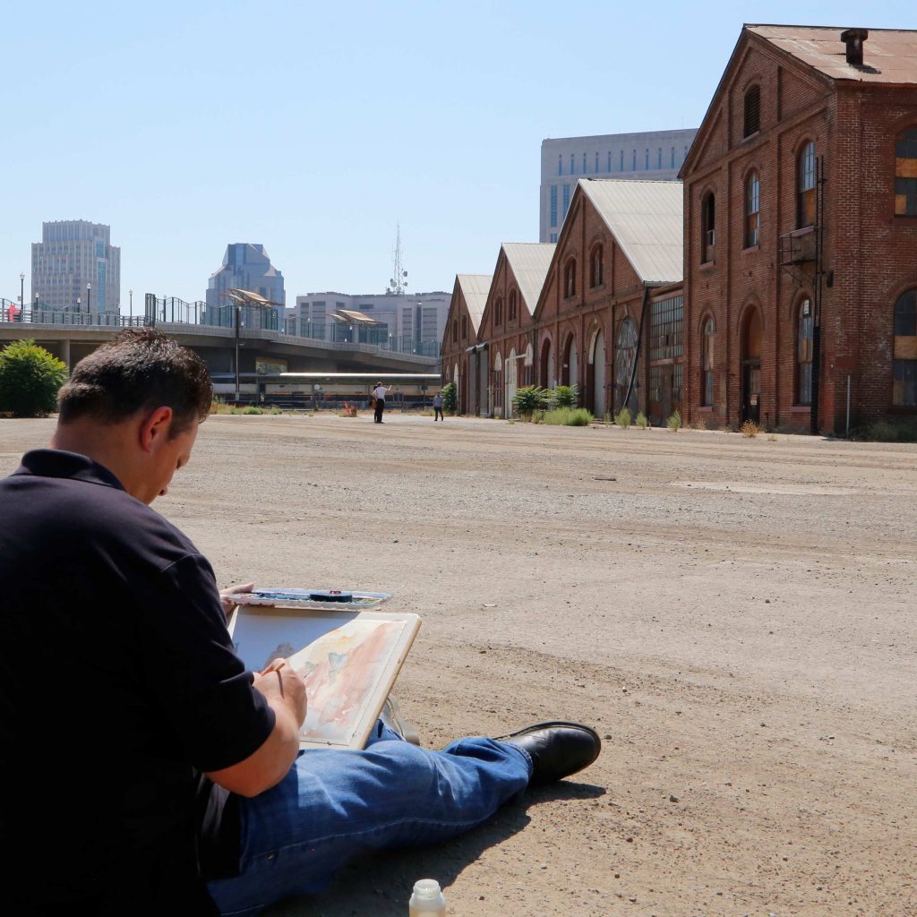 Chris Sketching in The Railyards