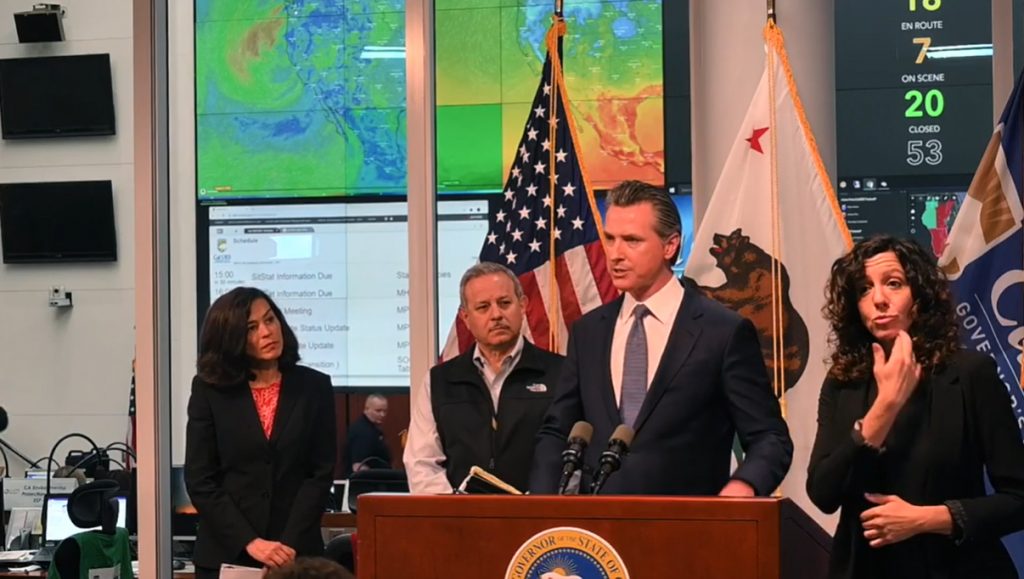 Governor Newsom at a press briefing